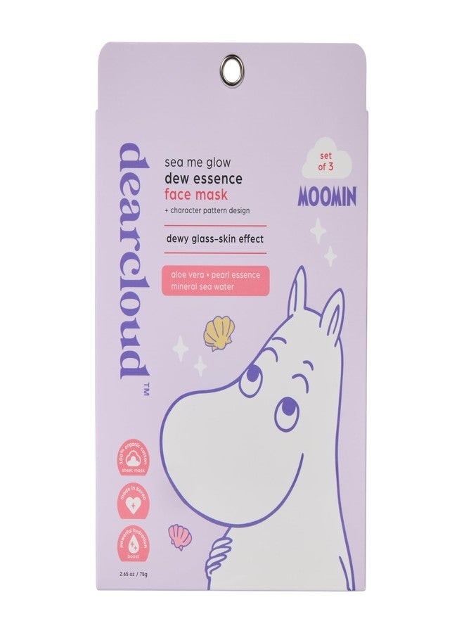 dearcloud Moomin Sea Me Glow Dew Essence Face Mask, Korean Sheet Mask - Allantoin, Niacinamide & Cica (3 Pack) - Image 1
